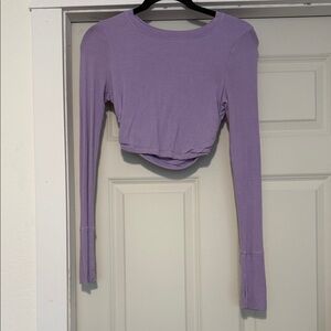 Aerie Purple Long Sleeve Crop Top